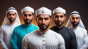a detailed 8k illustration, several handsome muslim men assigning role and responsibility , charismatic demeanor,  .  detailmaster2, 
