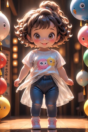 best quality, masterpiece, beautiful and aesthetic, vibrant color, Exquisite details and textures,  Warm tone, ultra realistic illustration,	(cute European baby girl, 4year old:1.5),	(ancient Japanese theme:1.4),	cute eyes, big eyes,	(a beautiful smile:1.1),	cinematic lighting, ambient lighting, sidelighting, cinematic shot,	siena natural ratio, children's body, anime style, 	(random view:1.4), (random poses:1.4), 	short curly dark brown hair,	a cute t-shirt, tight low-rise jeans,	ultra hd, realistic, vivid colors, highly detailed, UHD drawing, perfect composition, beautiful detailed intricate insanely detailed octane render trending on artstation, 8k artistic photography, photorealistic concept art, soft natural volumetric cinematic perfect light. 