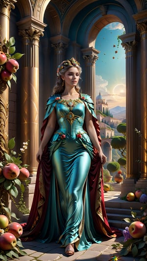 best quality, masterpiece,	
Between the stark beauty of the underworld and the blooming vibrance of the earth, Persephone stands at the threshold, her dual realm represented in a gown that merges rococo fantasy with symbols of spring and decay. Pomegranates and flowers trail in her wake, a delicate balance of life and afterlife.
ultra realistic illustration, siena natural ratio, ultra hd, realistic, vivid colors, highly detailed, UHD drawing, perfect composition, ultra hd, 8k, he has an inner glow, stunning, something that even doesn't exist, mythical being, energy, molecular, textures, iridescent and luminescent scales, breathtaking beauty, pure perfection, divine presence, unforgettable, impressive, breathtaking beauty, Volumetric light, auras, rays, vivid colors reflects.,LegendDarkFantasy,Roman