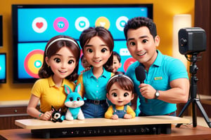 a family on broadcasting, cute, in the tv decoration, detailmaster2