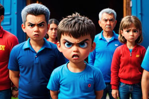 sad kid on front of his angry parents, detailmaster2