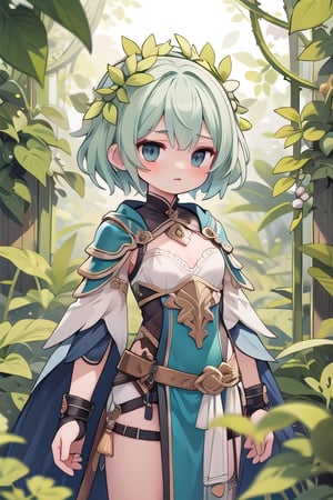 character covered in a lush, living tapestry of flora, with vines and leaves that appear as a natural, enchanted armor