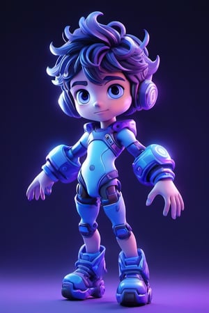 boy, technology, 3d, animated, perfect body, perfect hands, colors blue, black, purple