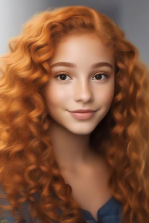 .20-year-old American girl with orange curly hair. Orange eyebrows.brown eyed.
