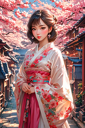 best quality, masterpiece, beautiful and aesthetic, vibrant color, Exquisite details and textures,  Warm tone, ultra realistic illustration,	(sweet asian lady, 27 year old:1.5), (Cherry blossom theme:1.4),	(night theme:1.4),	shining eyes, big eyes,	(an angry look:1.1),	cinematic lighting, ambient lighting, sidelighting, cinematic shot,	siena natural ratio,  perfect body, sock boots, anime style, 	Full length view,	black long bob cut,	white wedding dress,	ultra hd, realistic, vivid colors, highly detailed, UHD drawing, perfect composition, beautiful detailed intricate insanely detailed octane render trending on artstation, 8k artistic photography, photorealistic concept art, soft natural volumetric cinematic perfect light. 