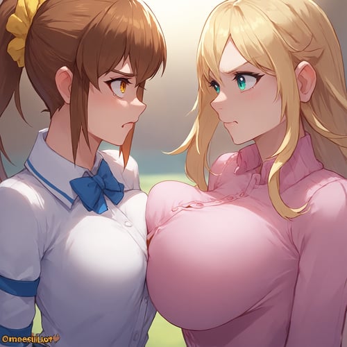 Breast envy/breast size difference, PonyDiffusion - v0.1