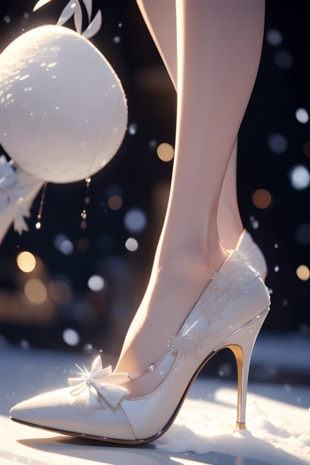 best quality, masterpiece, ultra high res, (photorealistic:1.4),a girl wearing high heels,high heels,(Snow:1.5)