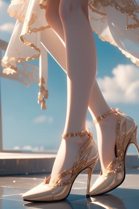 best quality, masterpiece, ultra high res, (photorealistic:1.4),high heels,(sky:1.5)
