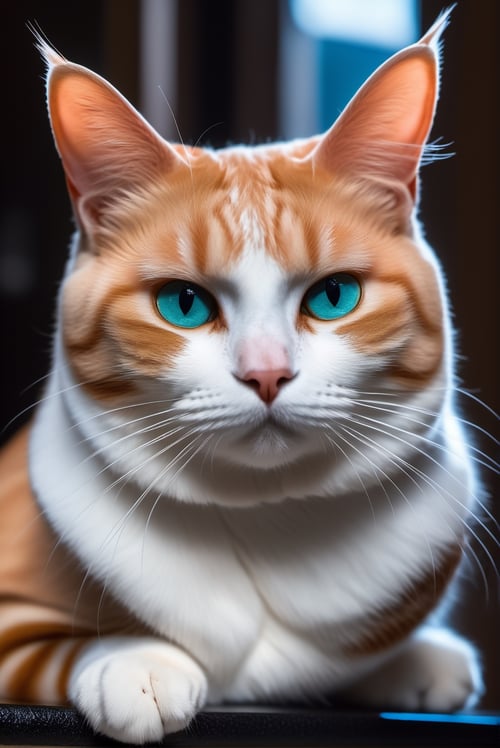 Abstract style (masterpiece,best quality, ultra realistic,32k,RAW photo,detailed skin, 8k uhd, dslr,high quality:1.3), cute fat cat made of liquid material, spooky style, Théodore Chassériau,evil smile, high detail, trending on artstation . Non-representational, colors and shapes, expression of feelings, imaginative, highly detailed

