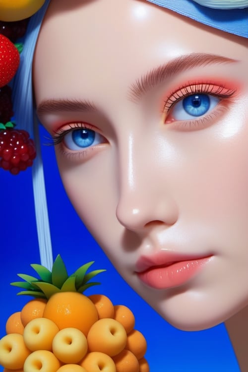 (masterpiece,best quality, ultra realistic,32k,RAW photo,detailed skin, 8k uhd, high quality:1.3),lady,blue eyes, pixel-art a head made out of fruit by giuseppe arcimboldo, oil on canvas, electric indigo gradient background, low-res, blocky, pixel art style, 8-bit graphics