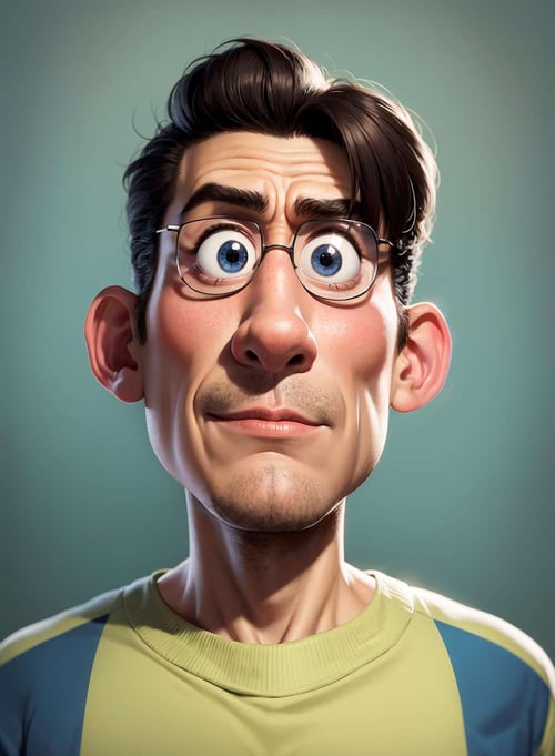 a man, portrait, upper body, pixar style