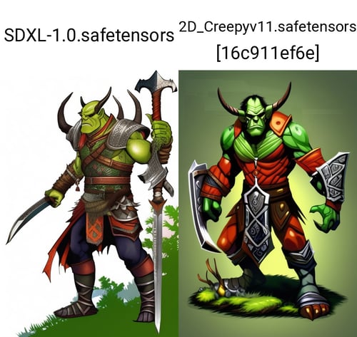 2D, "Draw a character from the Pathfinder Bestiary with a transparent background. The drawing must be full-body to be printable and usable as a game token. This time, I want you to depict an orc from the Bestiary, but not a common one; I want one that exudes uniqueness and ferocity. Imagine a towering orc with moss-green skin that seems to merge with the surrounding nature. His muscles are well-defined and covered in fiery red tribal tattoos. He wears dark plate armor adorned with bones from defeated creatures and leather, giving him an intimidating appearance. His face is decorated with battle scars, and a dragon's fang hangs from a chain around his neck. In his hand, he wields a gigantic war axe, with a blade that seems to have a life of its own, surrounded by an aura of wild energy. Behind him, the landscape is a shadowy forest, with twisted trees and mysterious lights flickering among the branches."
