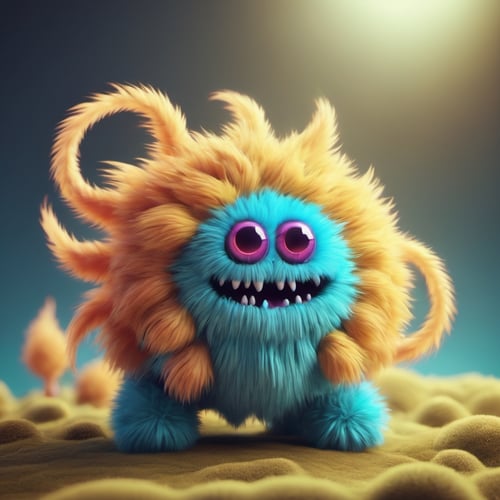 detailed wind cute monster element made of wind