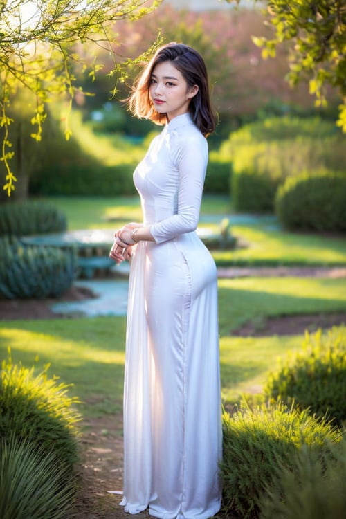 Pants is wearing with Ao Dai featuring wide leg, full length