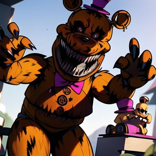 AI Art LoRA Model: Nightmare Fredbear FNAF Character LoRA V1.0