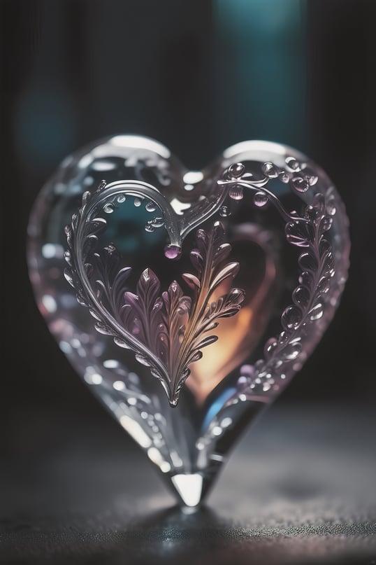 Shattered dark glass heart