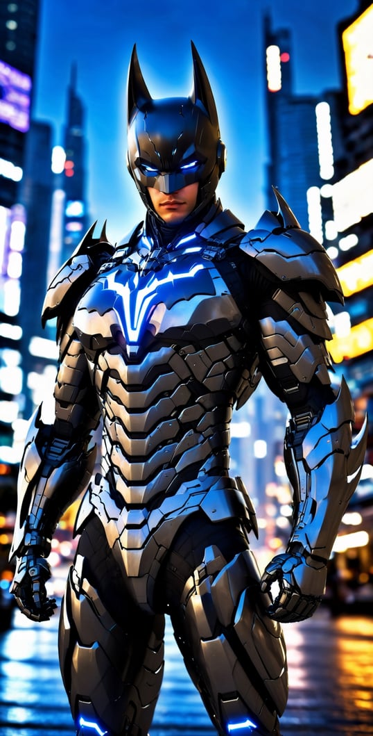 Chrome blue Batman suit with gunmetal grey trim cool realistic filmic  lighting detailed matte painting, deep color, fantastical, intricate d -  AI Generated Artwork - NightCafe Creator