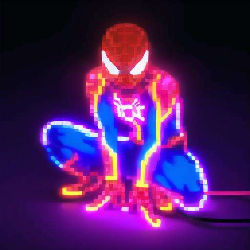 Spider Man,neon light,neon sig | image created by | Tensor.Art