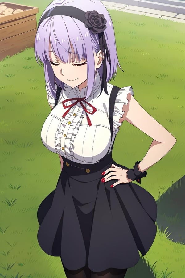 Dagashi Kashi, black skirts, big boobs, anime girls, short hair