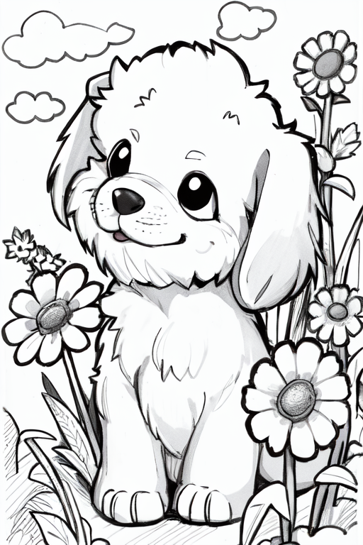 Puppy coloring book page image created by division epic tensor art