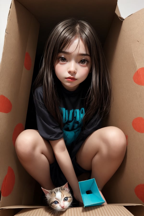 A girl peeking out from inside image created by user