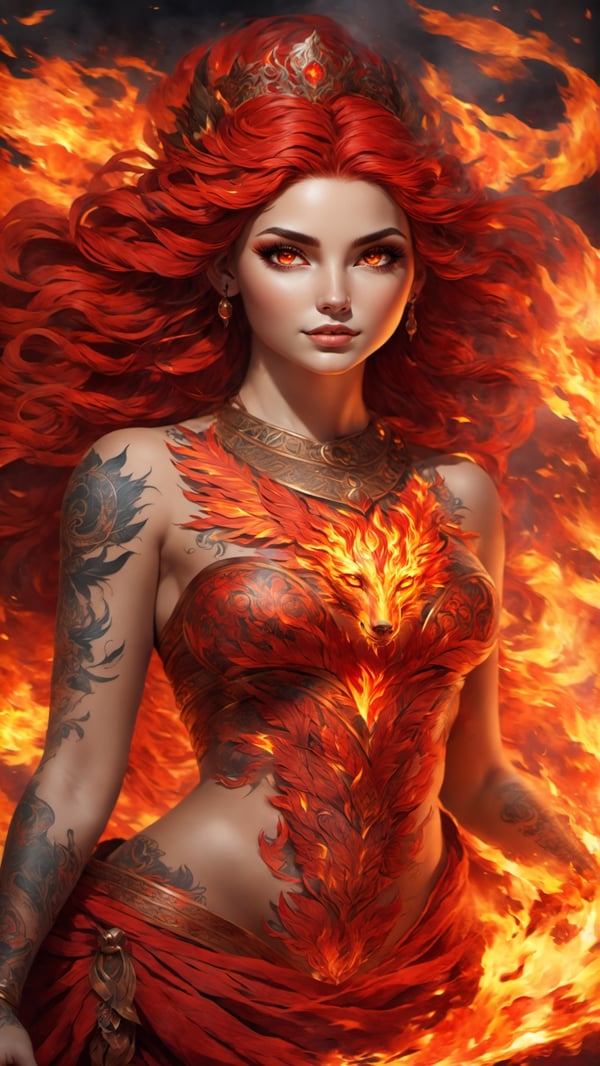 Inner fire, fantasy, luminos, girl, redhead, migs amparo, HD