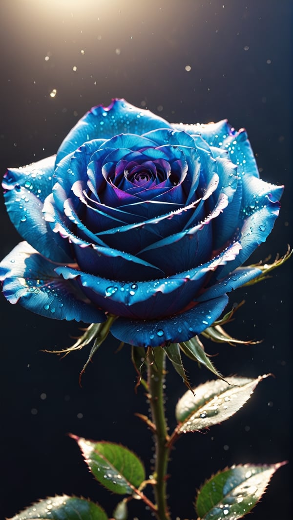 stary iridescent blue rose dri | image created by riron | Tensor.Art