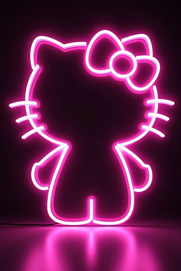 Neon shape of hello kitty silh image created by tnk tensor art