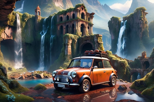 Rusty mini cooper | image created by Indag | Tensor.Art