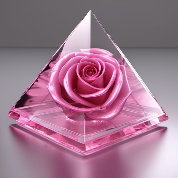 Glass pink rose like shape of image created by bun tensor art