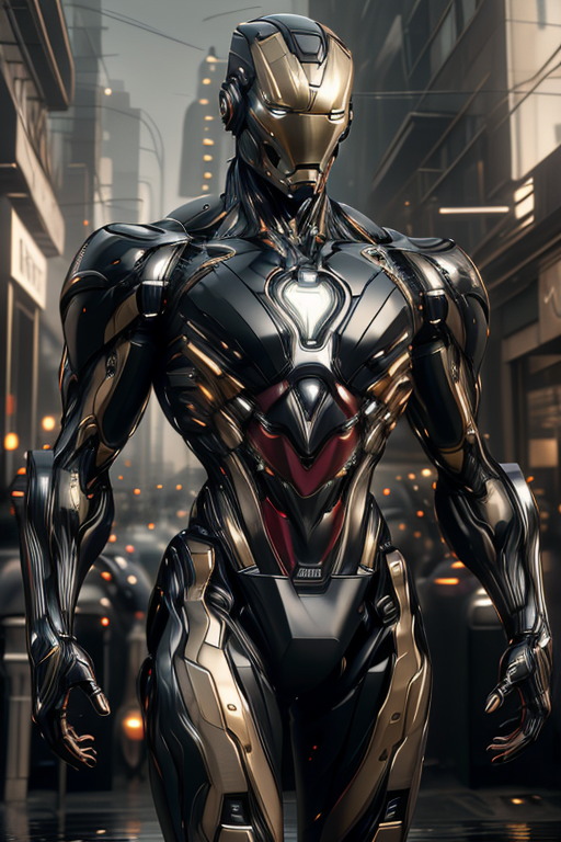 Young ironman android black image created by java tensor art