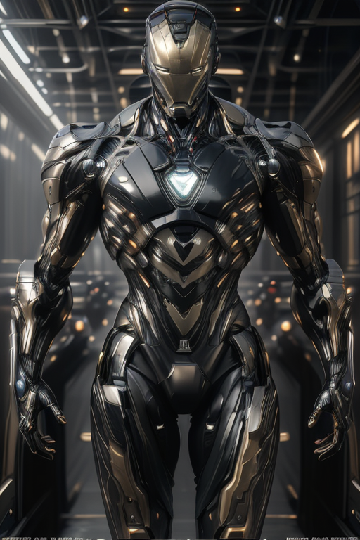 Young ironman android black image created by java tensor art