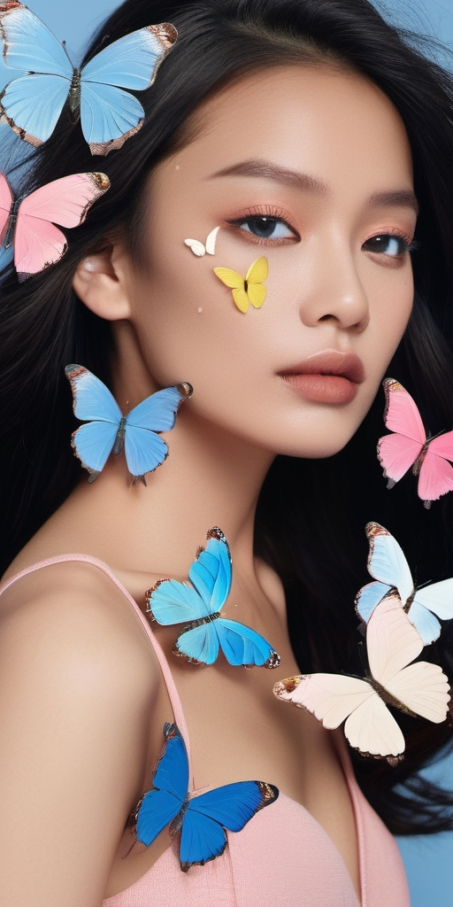 A gorgeous girl with colored b image created by clebexxperience