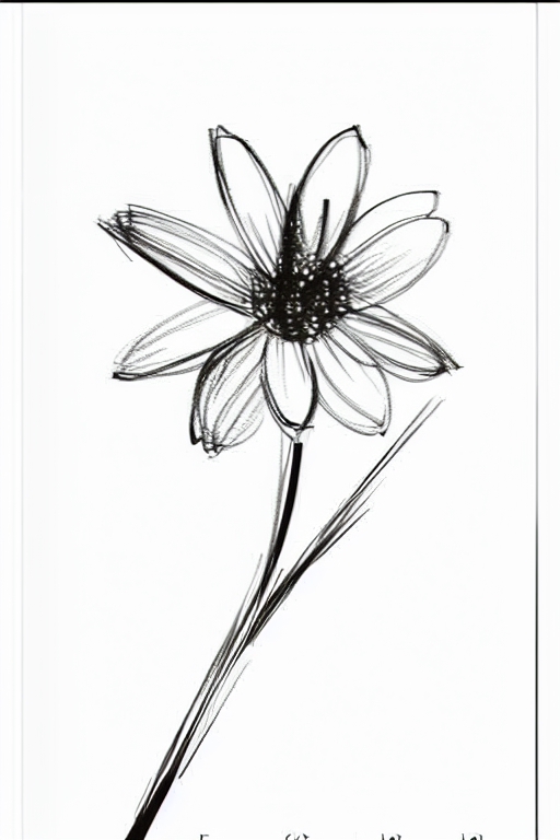 Ink Sketch of a Flower | Tensor.Art
