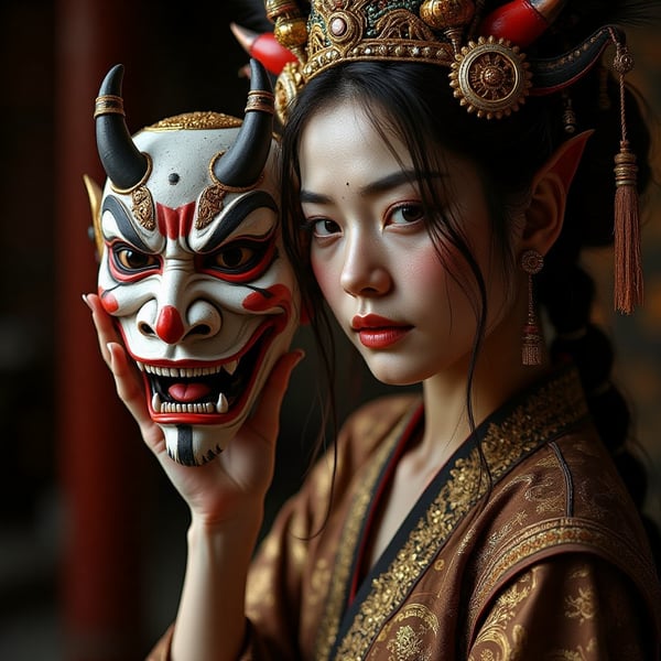 Oni mask image created by pentil modhot tensor art