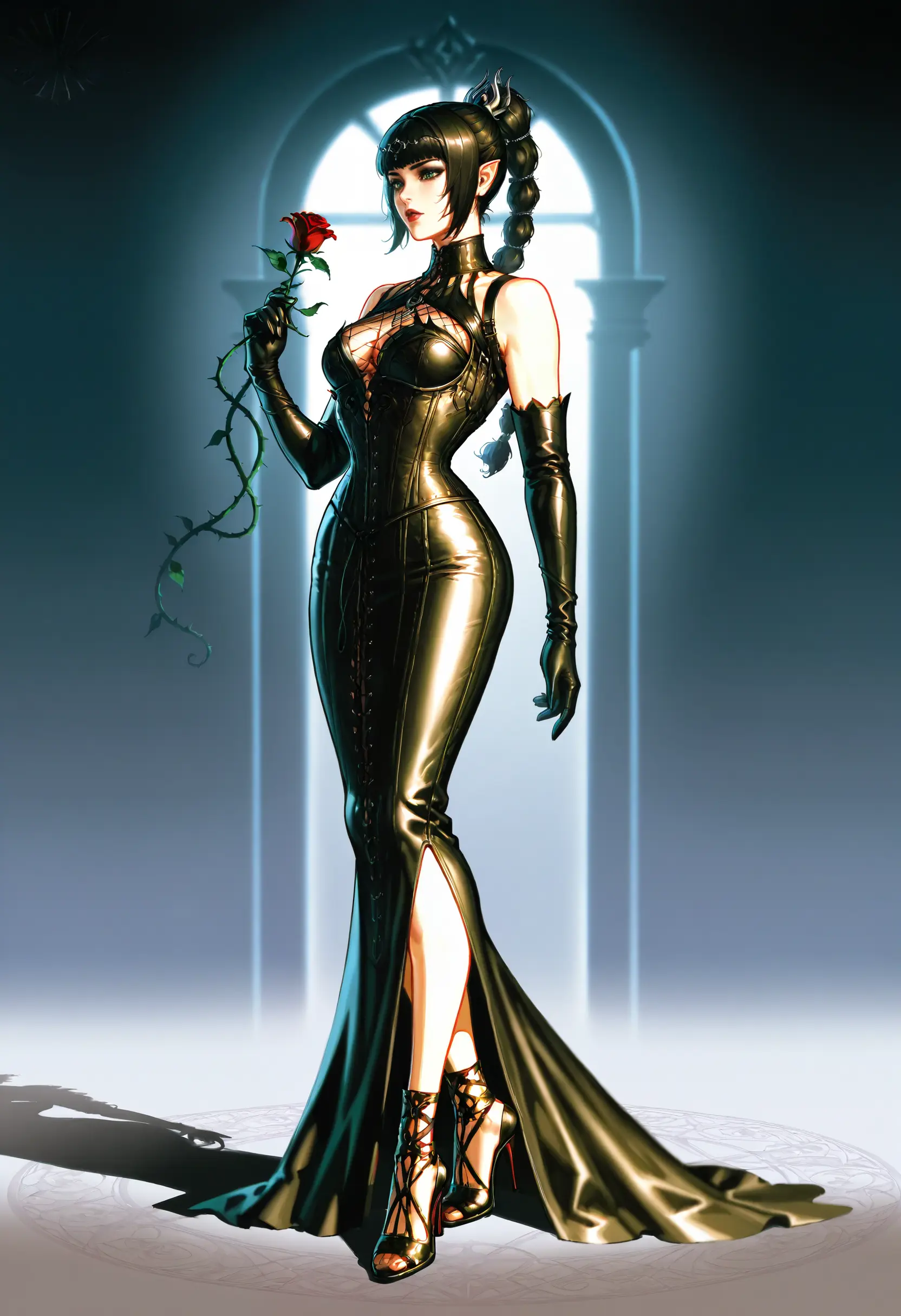 Long Corset Leather Dress