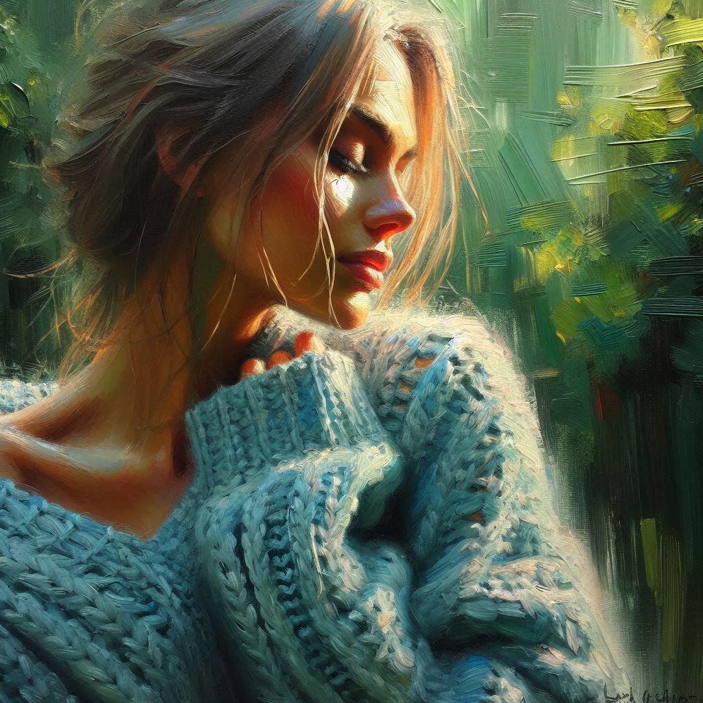 Semi realistic oil painting with expressive lines  Oil painting 