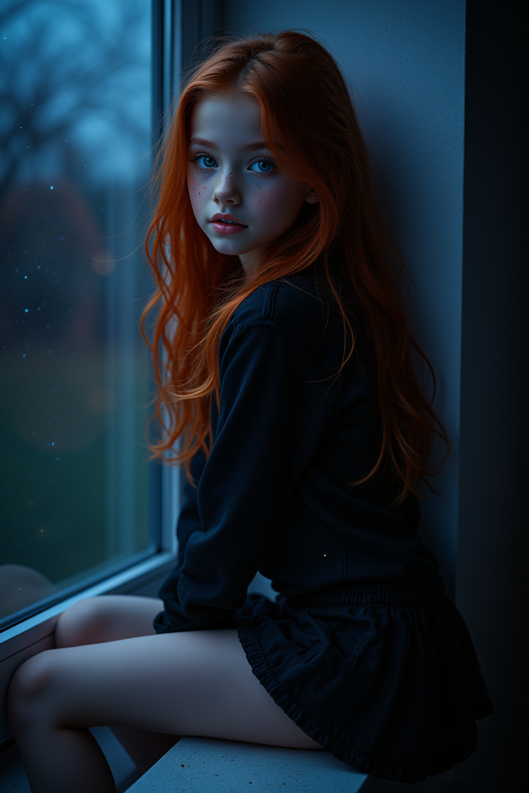 redhead and blue eyes