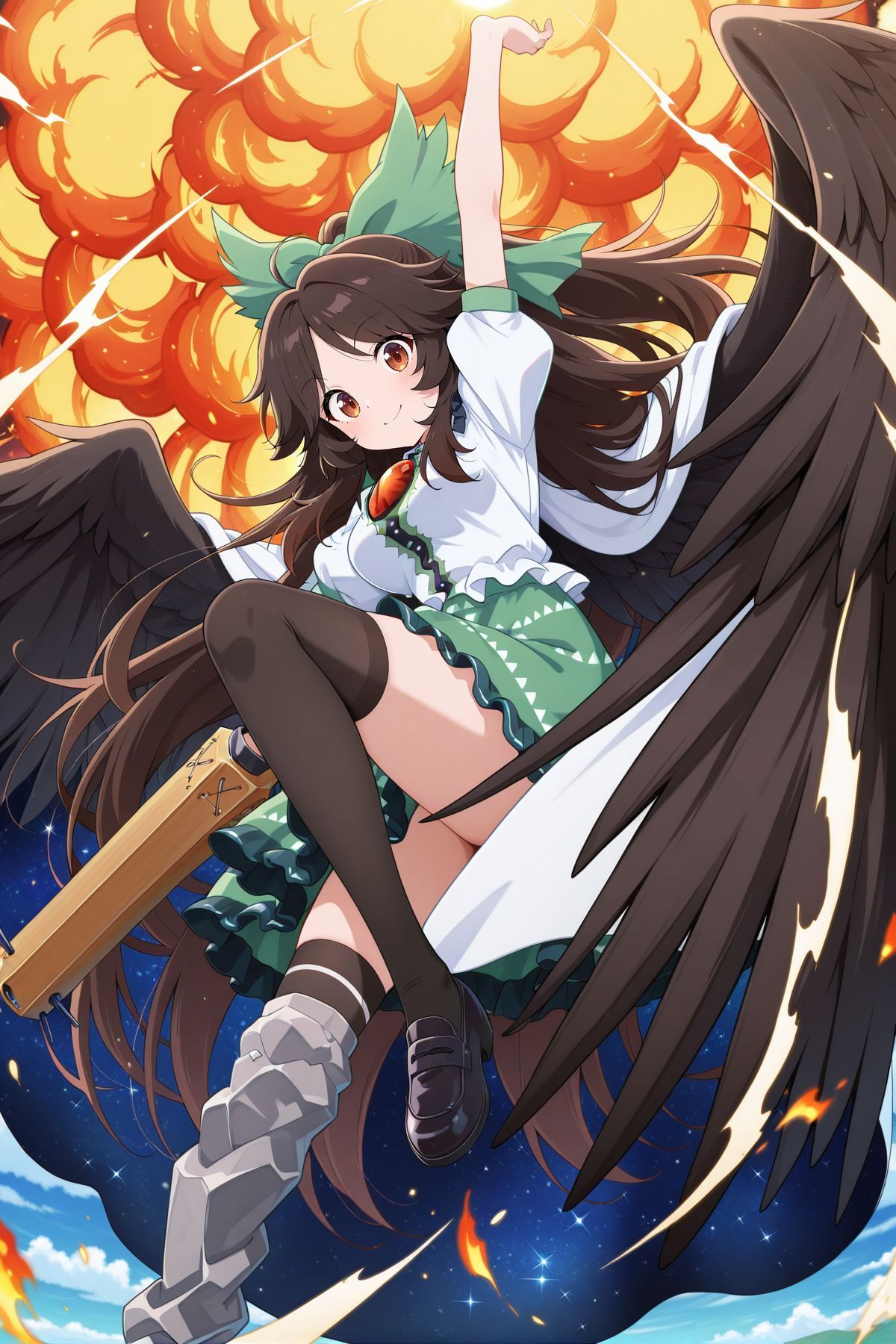 Utsuho Reiuji (Touhou Project) & Utsuho (The Tiny Queen's Charcoal Maker) - 霊烏路空 (東方)
