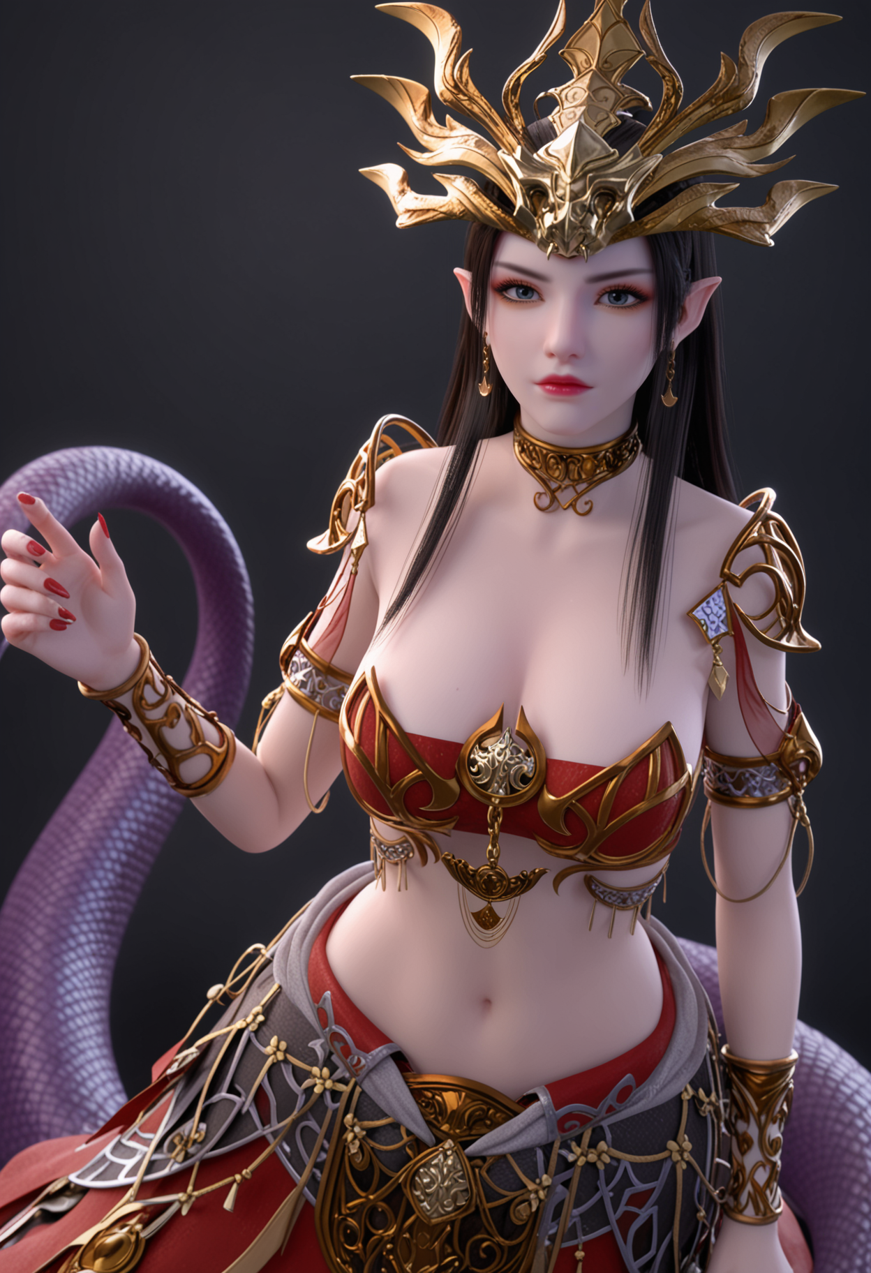 美杜莎 胸甲王冠服装 蛇尾不稳-pony