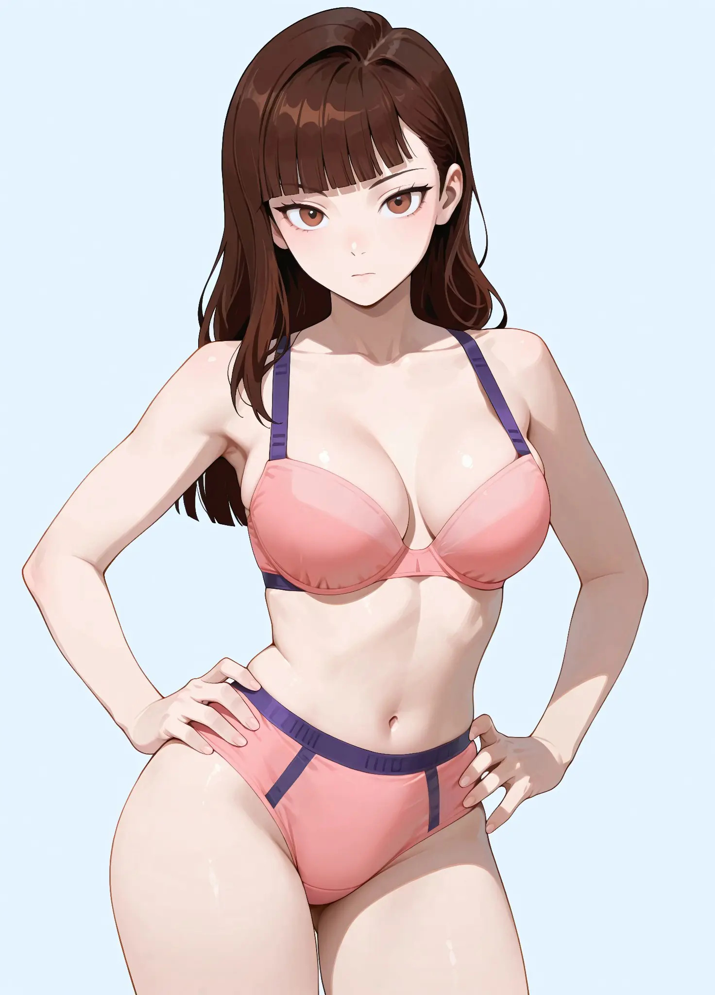 Innerwear - Pink Lingerie With Purple Straps