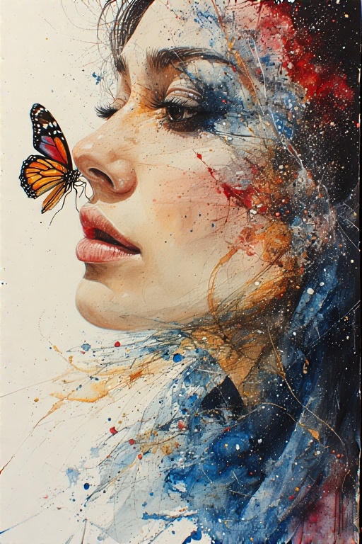 Abstract watercolor swirls surreal hyperreal