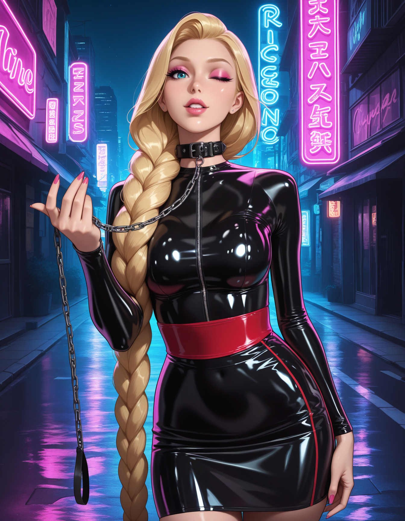 Latex Sash Trim Bodycon + BDSM Set | All The Thing