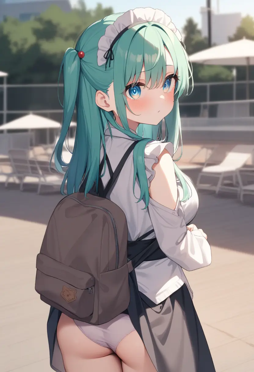 [Illust&XL&Pony] skirt caught on bag / accidental 