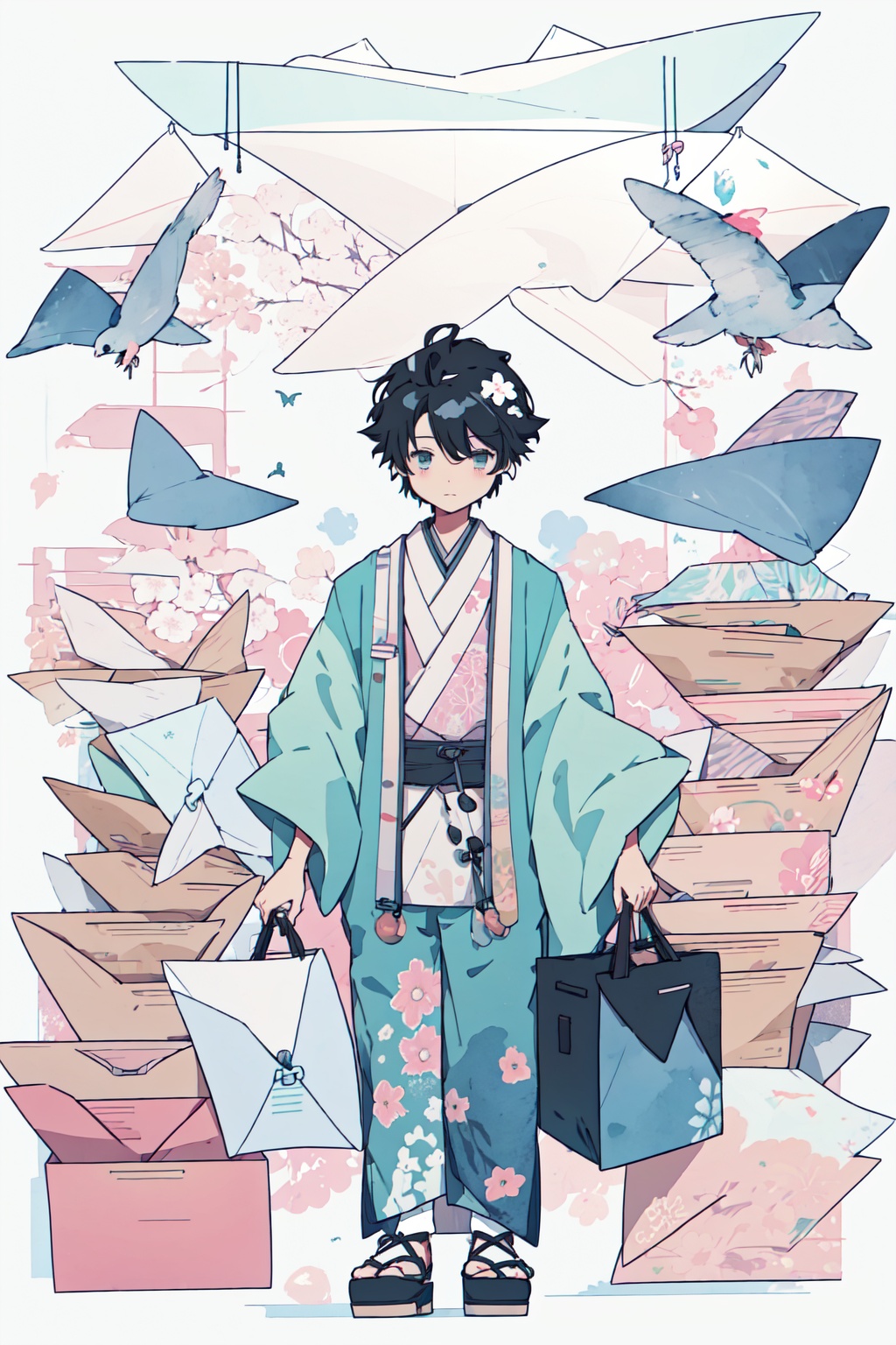 Art Poster kimono anime boy