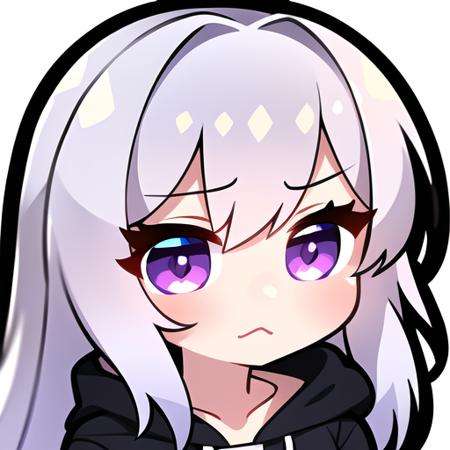 Anime White Haired Nekogirl Crying Twitch Emote / Discord / 