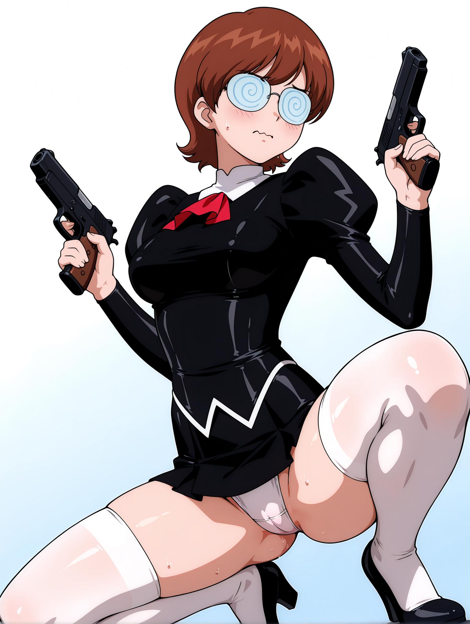 【Illustrious】 渦巻きメガネ 黒デルモ アイカ (Swirly Glasses black Delmo) (AIKa)