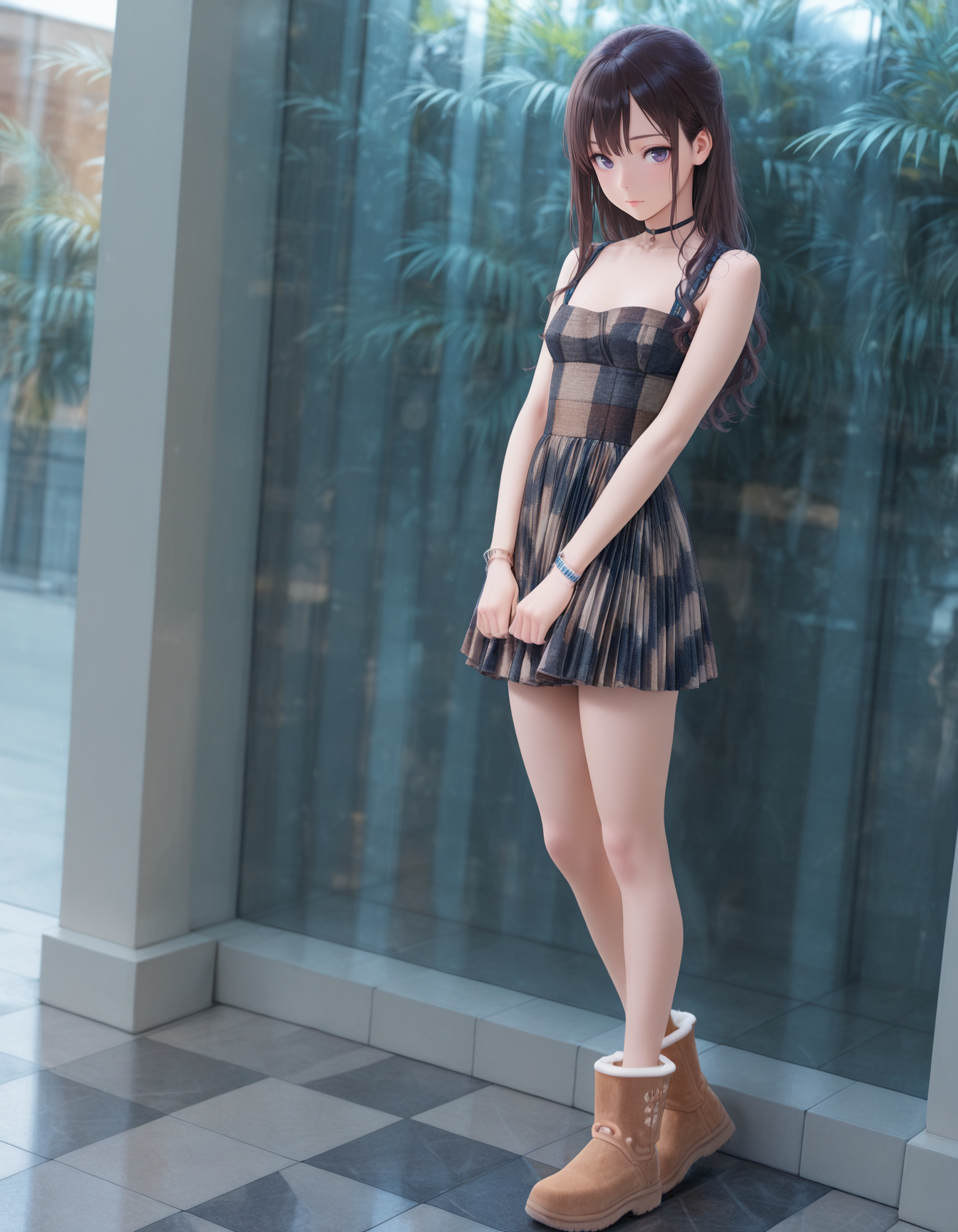 Clothing: Checkered dress