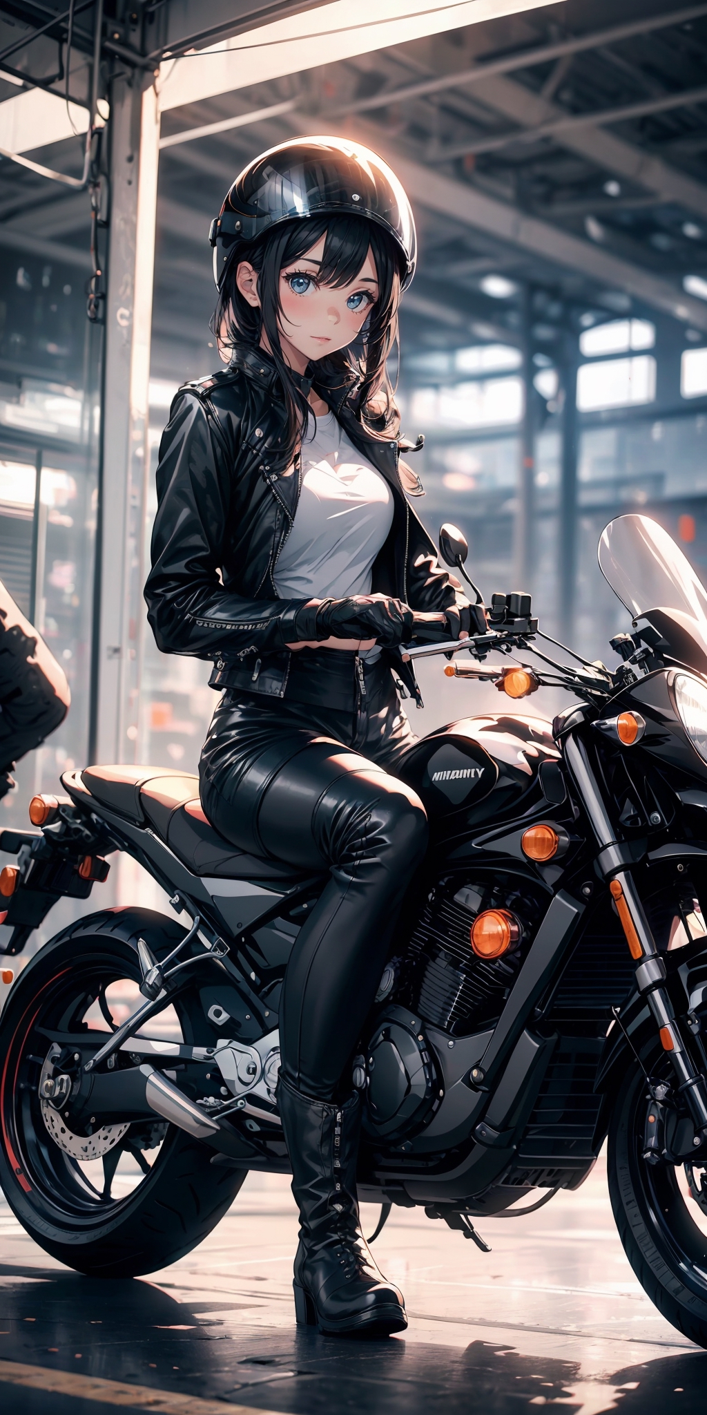 Anime girl with motorcycle wallpaper - backiee