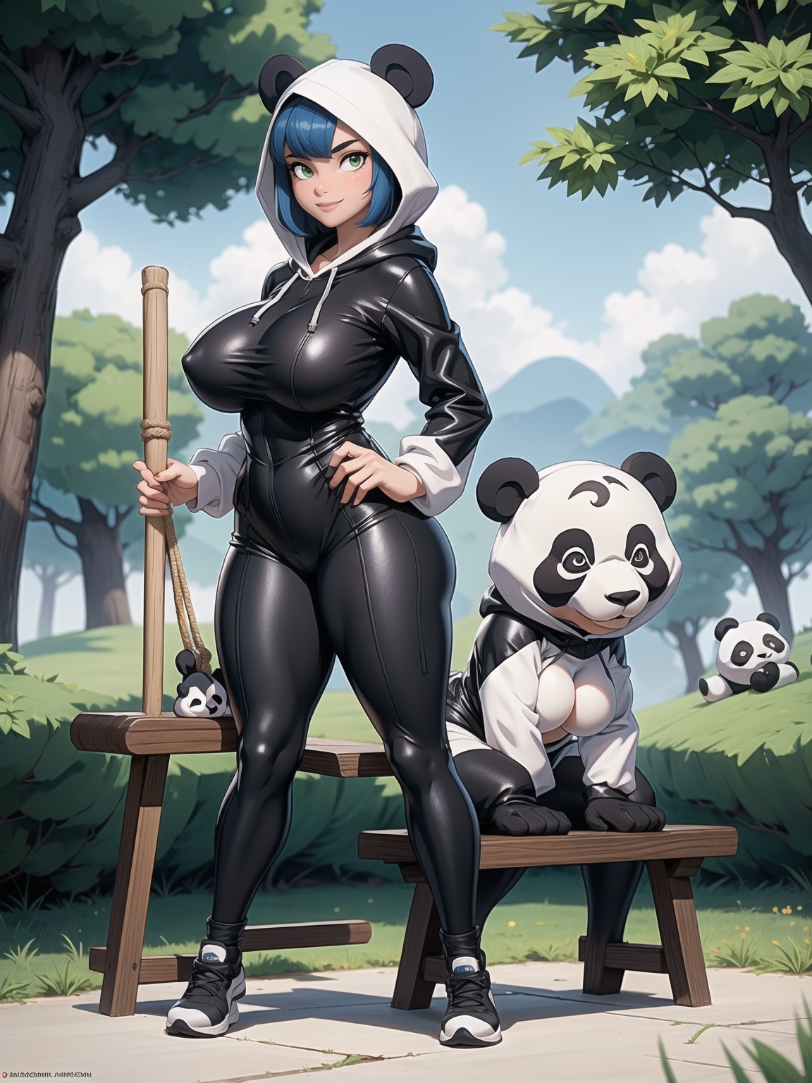 Cute Bear Panda Anime Manga Sexy Girl Japan Cosplay Men'S Tank Top